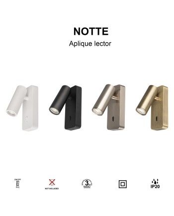 NOTTE * APLIQUE LECTOR MINI GU10 - CUERO
